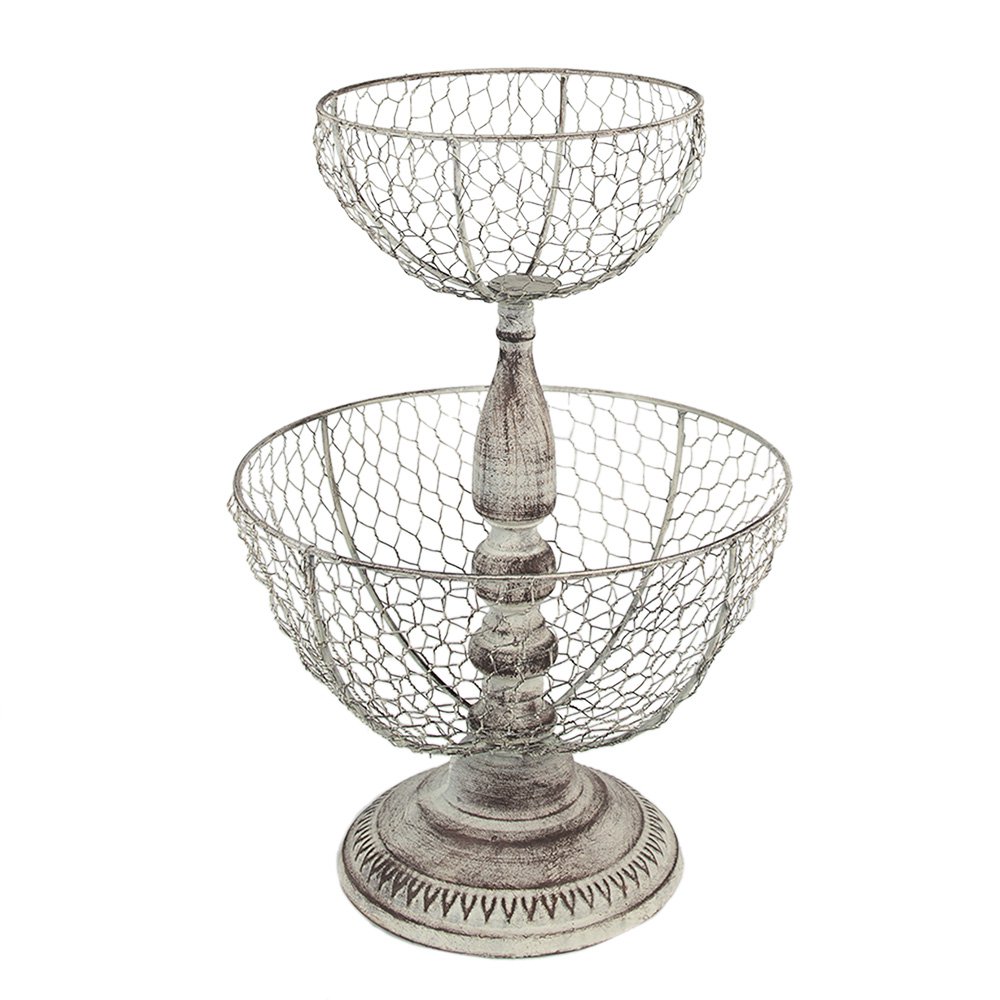 Etagère 2 laags Ø 30x44 cm beige ijzer