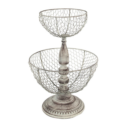 Etagère 2 laags Ø 30x44 cm beige ijzer