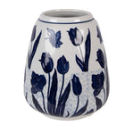 Vaas 16x18 cm wit blauw keramiek