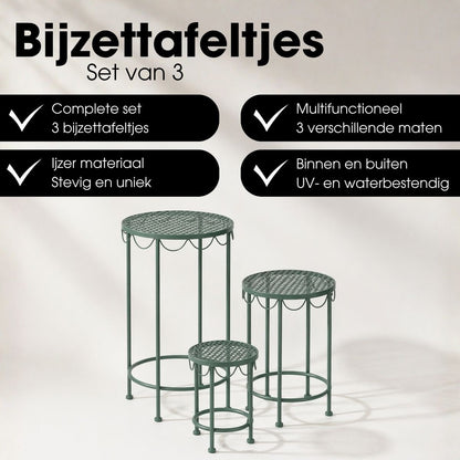 Plantenstandaard 3 stuks groen ijzer