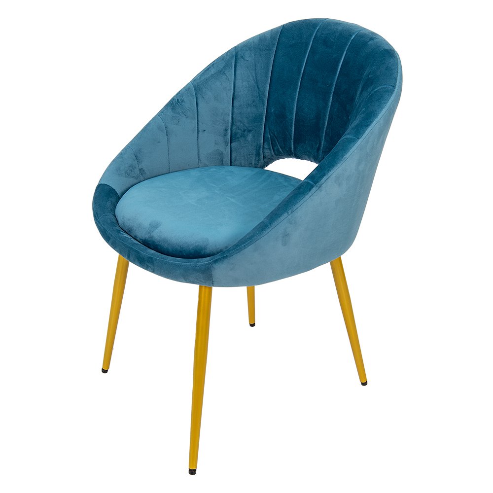 Eetkamerstoel 65x58x85 cm blauw metaal goud fluweel