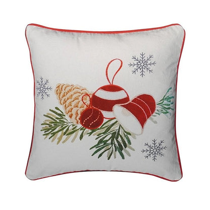 Kussenhoes kerst 45x45 cm katoen wit rood groen