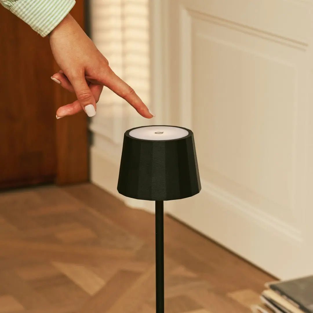 Tafellamp oplaadbaar ijzer zwart Ø10x38 cm USB-C dimbaar