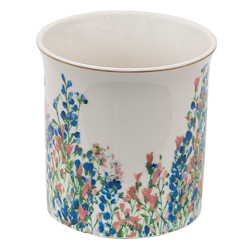 Mok 330 ml keramiek blauw bloemenprint