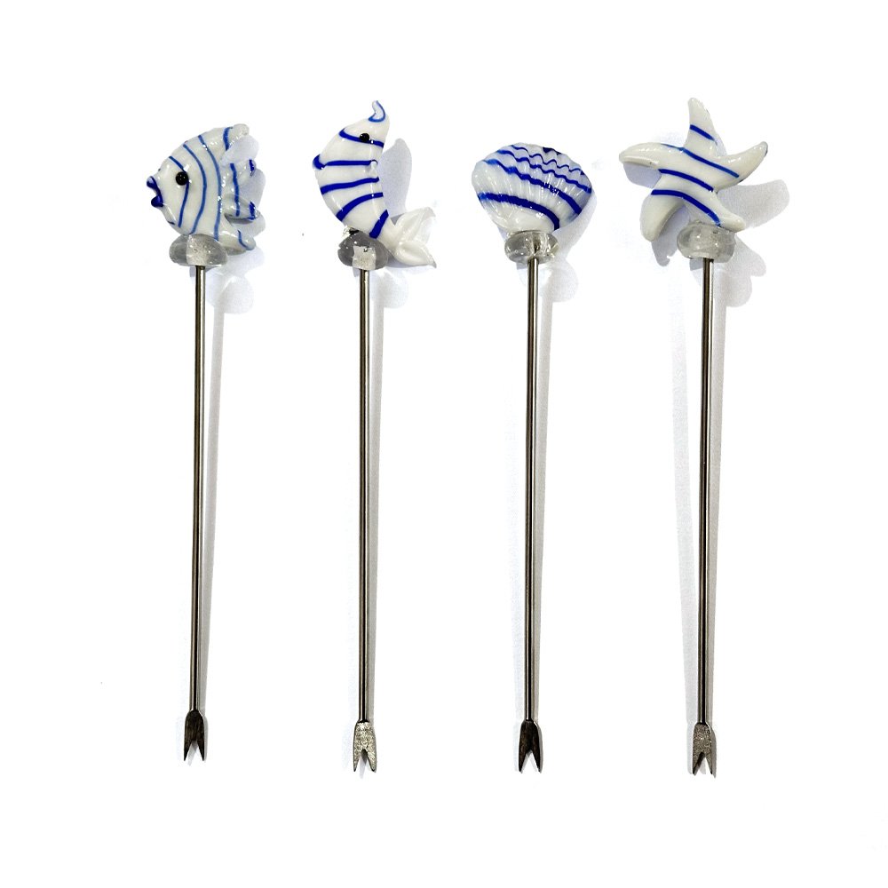 Aperitief spikes 4 stuks goud 12 cm