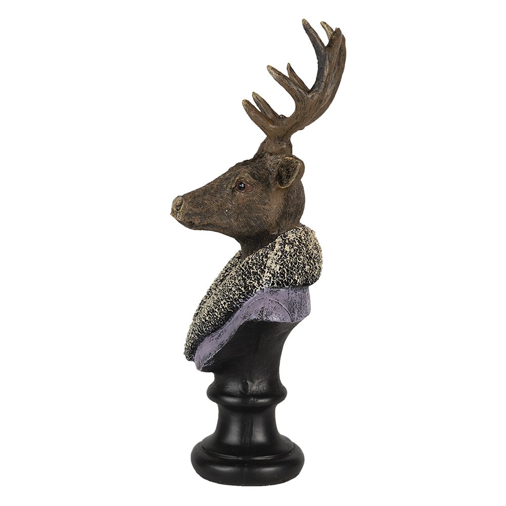 Beeld hert 10x9x23 cm polyresin bruin paars