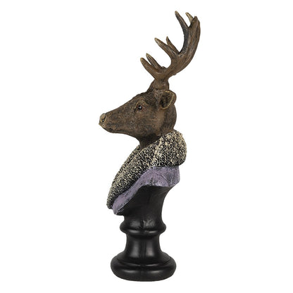 Beeld hert 10x9x23 cm polyresin bruin paars
