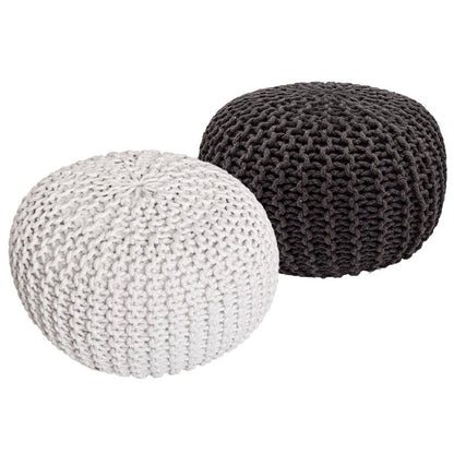 Poef set 2 stuks Ø55x37 cm grofgebreid