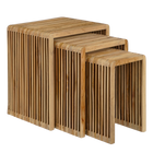 Bijzettafel set 3 gerecycled hout bruin