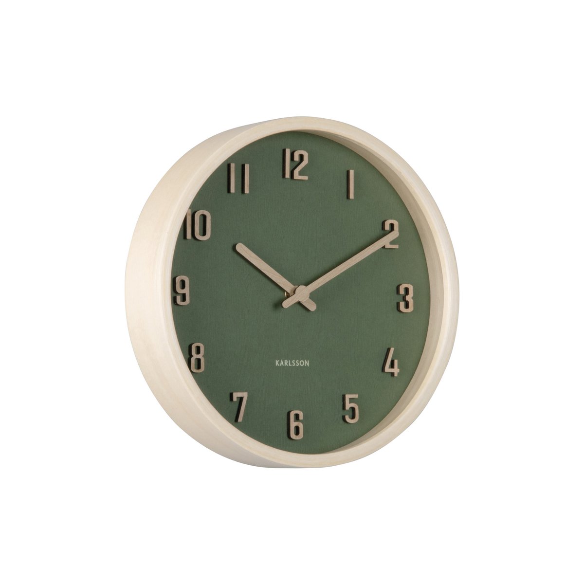 Wandklok 22 cm hout groen