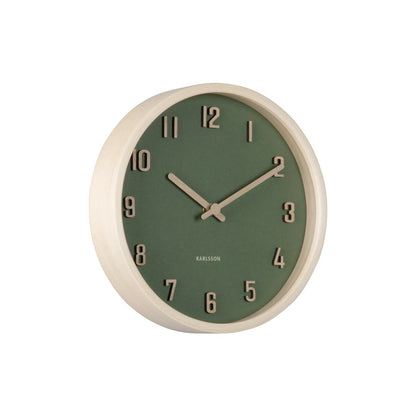 Wandklok 22 cm hout groen