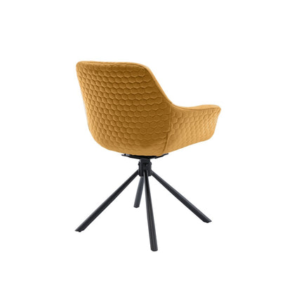 Fauteuil mosterdgeel fluweel honingraatstiksel 64x82x63 cm