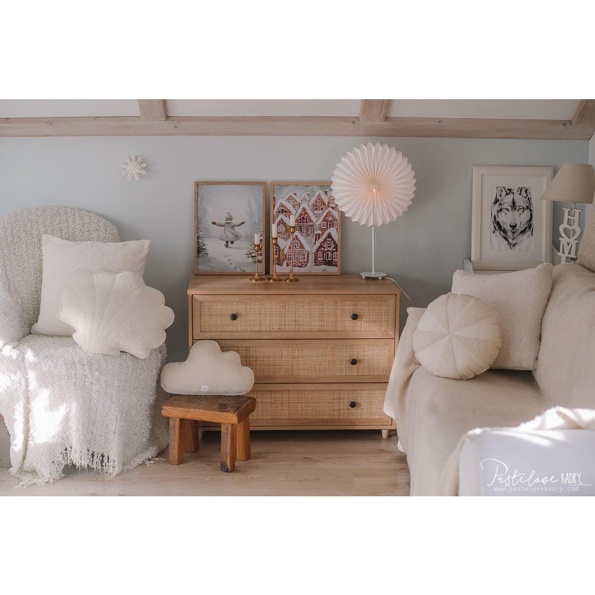 Fluffy Bouclé Shell Kussen White Teddy Voor Woonkamer