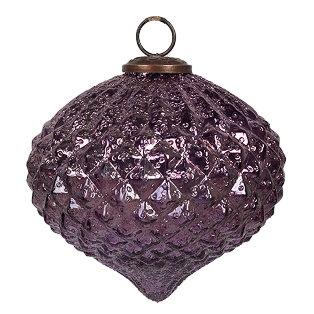 Kerstbal Ø 15x12 cm paars glas
