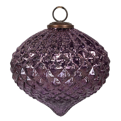 Kerstbal Ø 15x12 cm paars glas