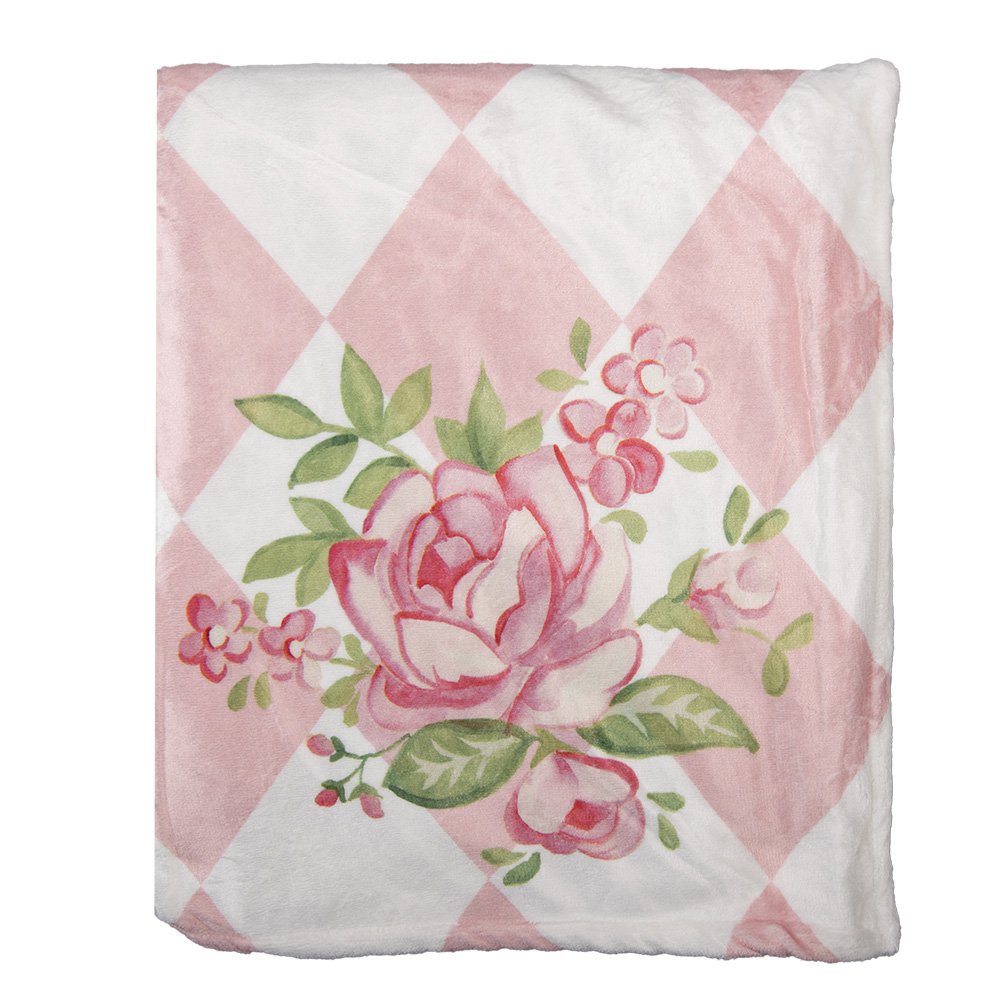 Plaid 130x170 cm roze wit polyester