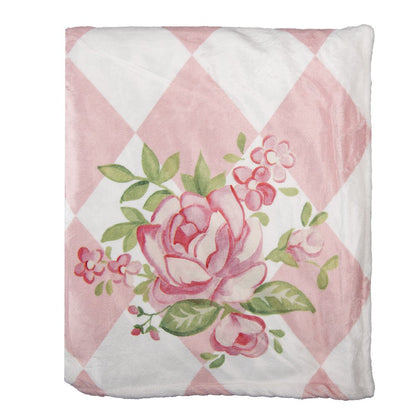 Plaid 130x170 cm roze wit polyester