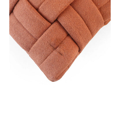 Kussenhoes 45x45 cm gevlochten katoen auburn