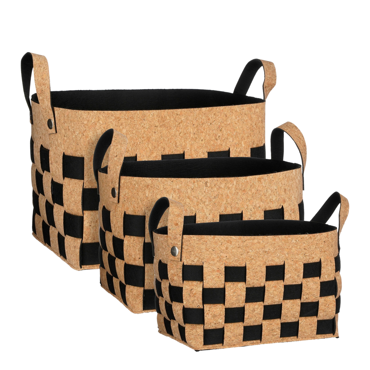 Opbergmand Set Van 3 Kurk En Vilt Zwart L40xB30xH30 cm