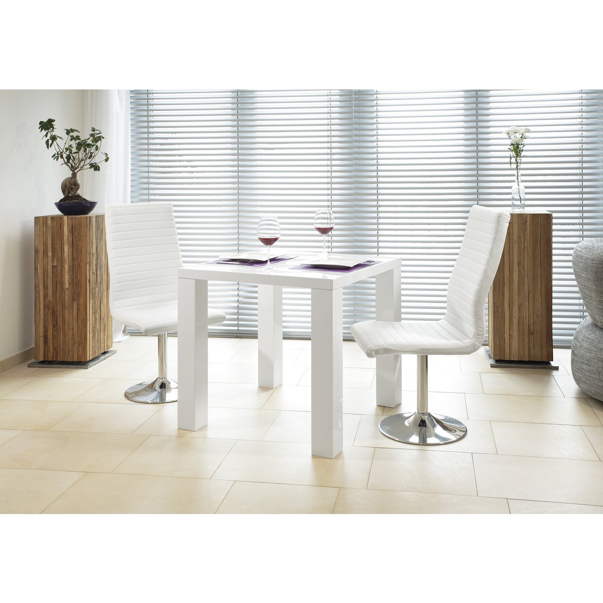 Eettafel 80x80 cm wit MDF hoogglans