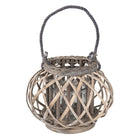 Hurricane Lamp Ø 28x20 cm Grey Wood Candle Holder
