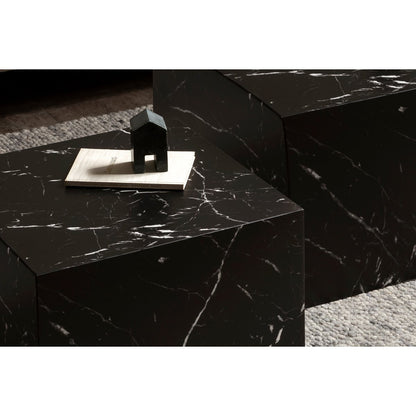 Salontafel set 2 stuks B58x58x40 cm zwart marmerlook