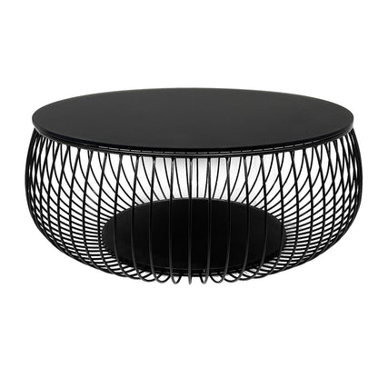 Salontafel 86 cm zwart metaal glas