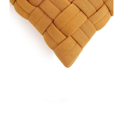 Kussenhoes 45x45 cm gebreid katoen mosterdgeel