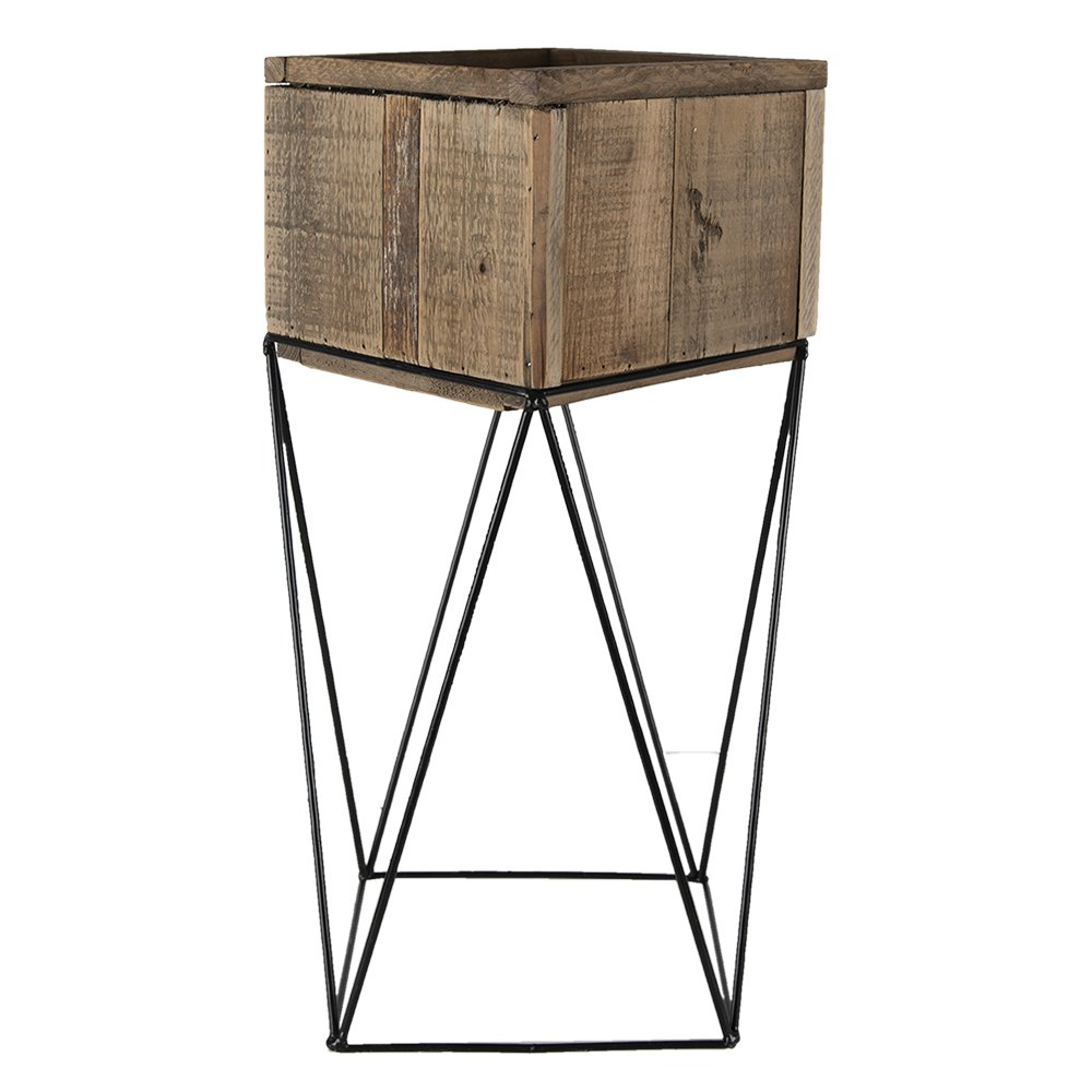 Planthouder 28x28x50 cm Bruin Hout Bloempot