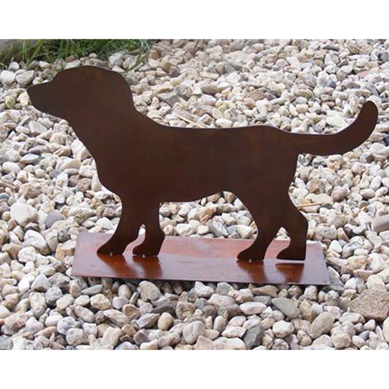Metalen hond decoratie Lumpi 50x32 cm roestbruin