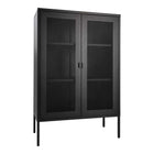 Melbourne Display Cabinet Steel Black With Mesh Doors 80x40x120 Cm