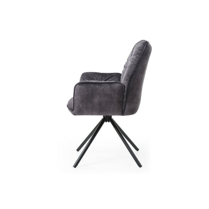 Fauteuil draaibaar zwart fluweel metaal