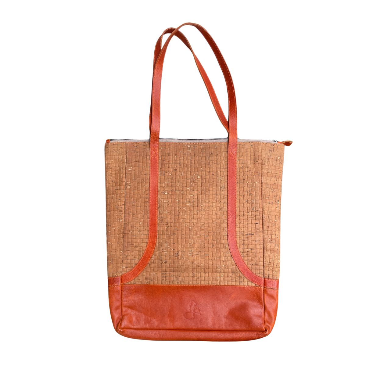 Handtas XL kurk leer oranje