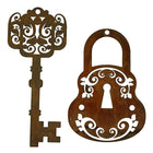 Decoratief hangslot met sleutel metaal roestkleurig