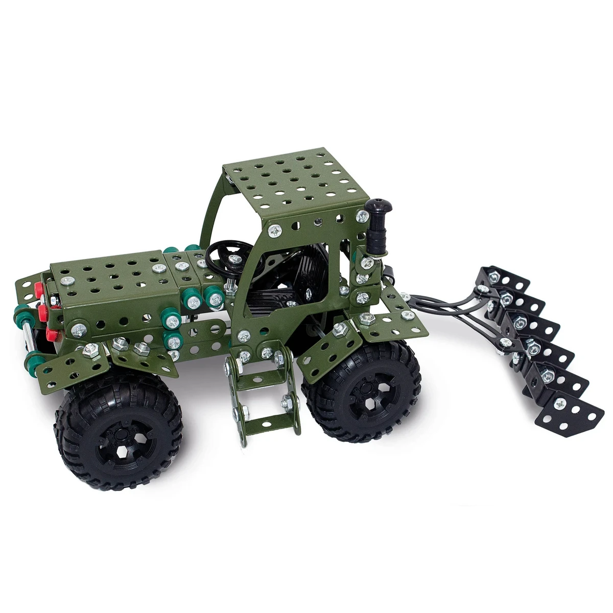 Metalen bouwpakket tractor 29x12,8x12 cm groen