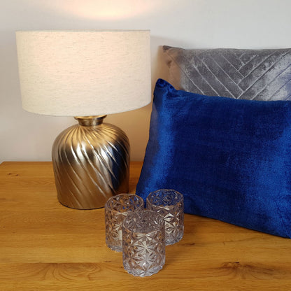 Tafellamp Metalen Voet Goud En Zilver Hamerslag 30 cm