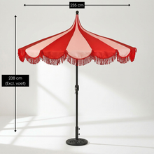 Parasol 235 cm rood met franjes