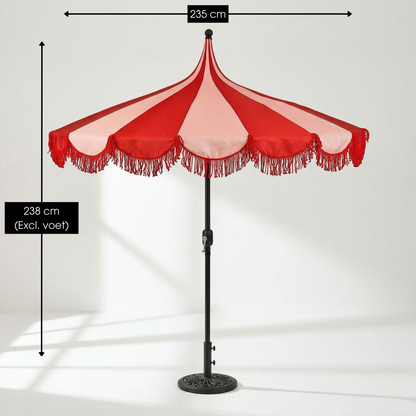 Parasol 235 cm rood met franjes