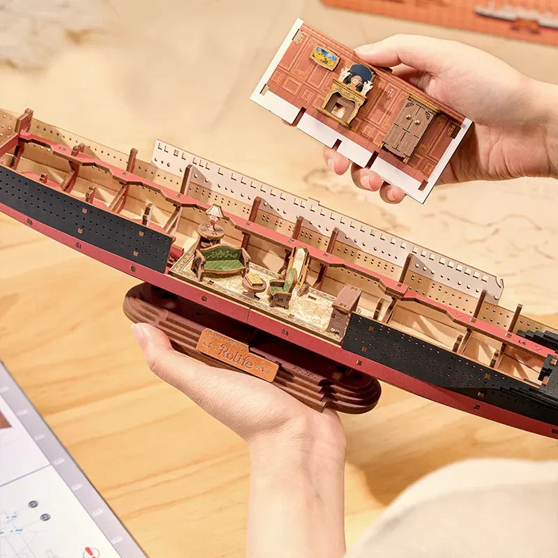 Robotime, 3D Houten Puzzel, 1912 Eternal Atlantic Voyager, TGL02, 49,5x8,5,3x18,4cm