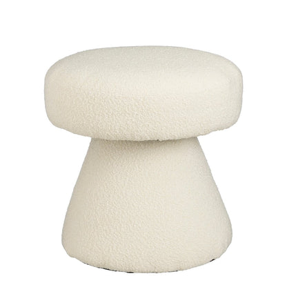 Poef H46 x Ø49 cm off white teddy stof