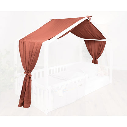 Luifel huisbed 90x200 cm mokka katoen
