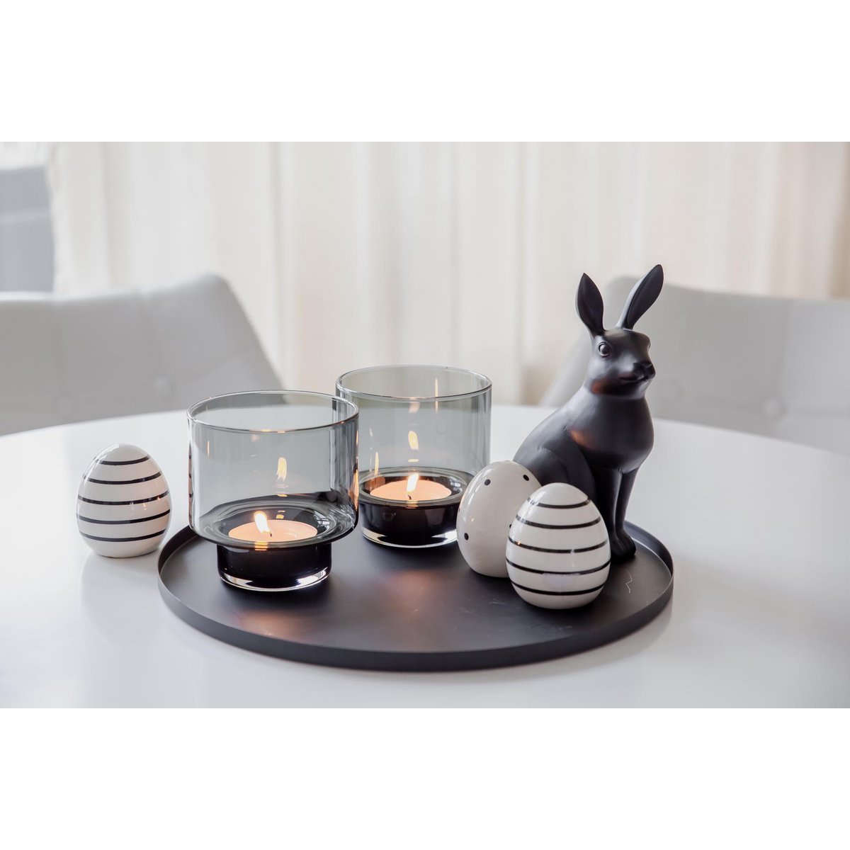 Set van 2 lantaarns glas ø 11 cm grijs zilver