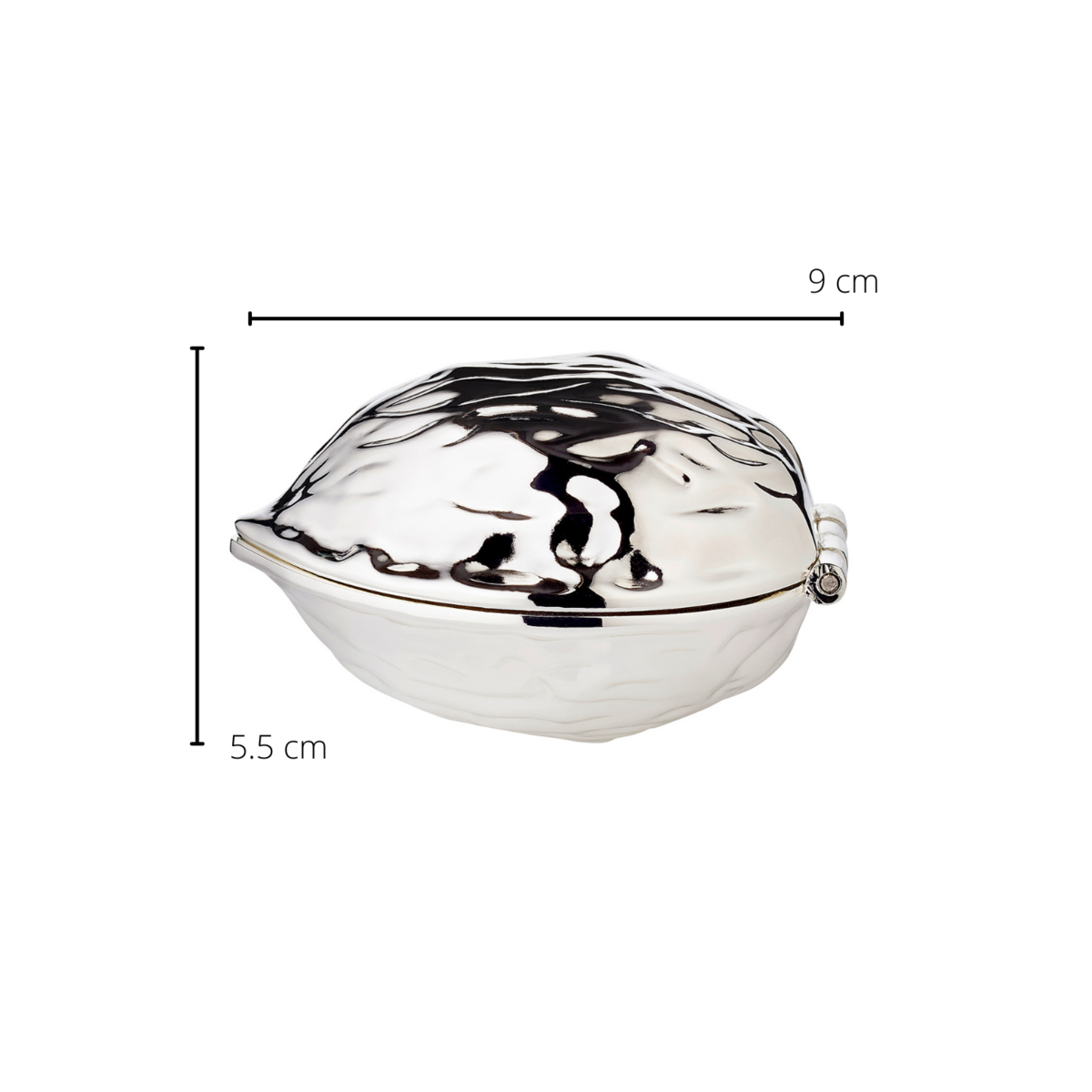 Notenkraker 9 cm verzilverd roestvrij staal