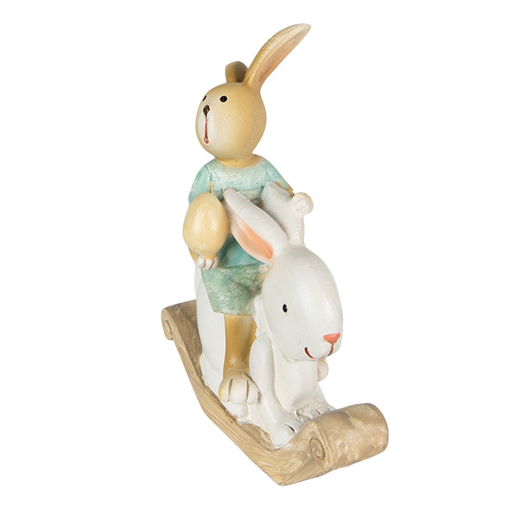 Beeld konijn 10x4x11 cm wit groen