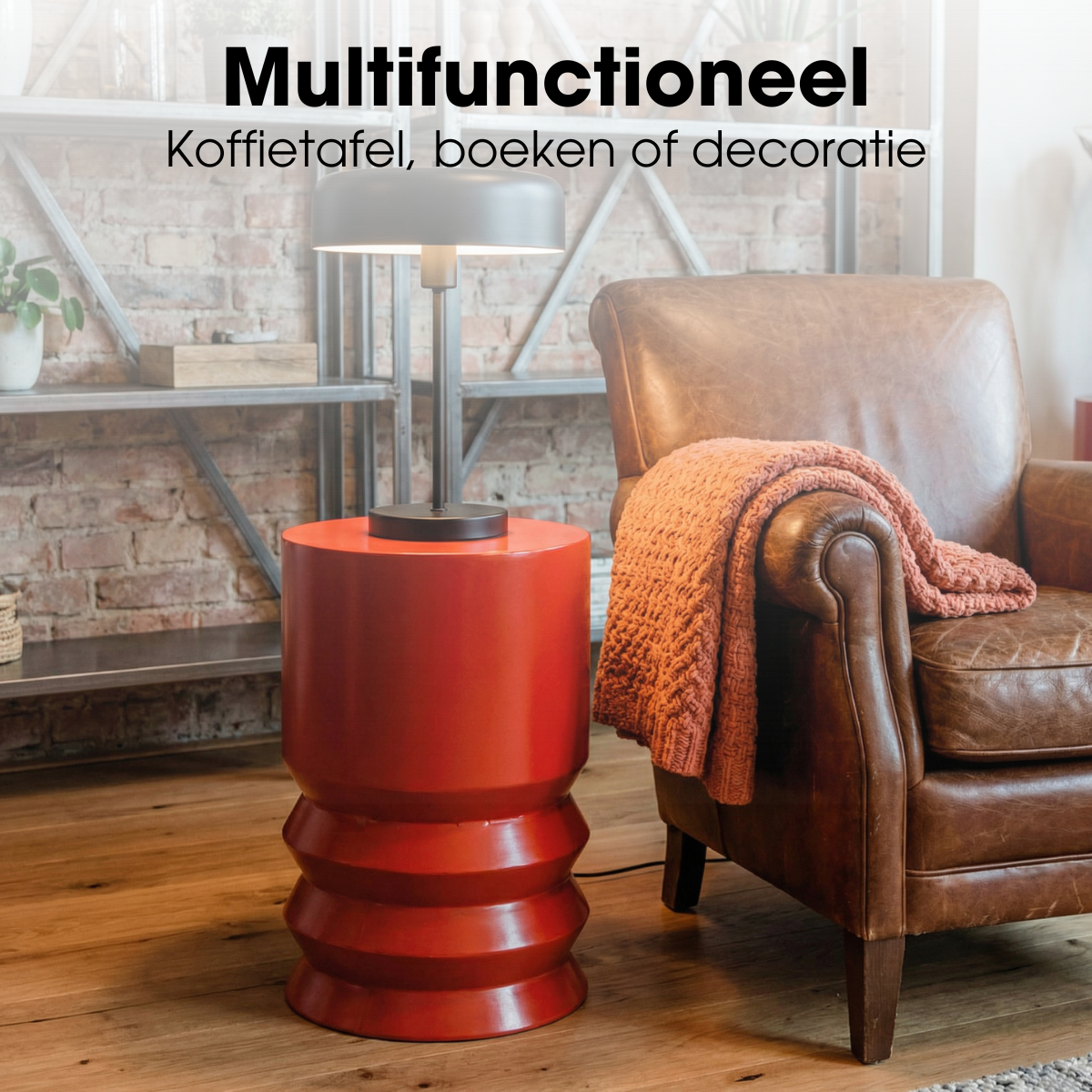 Bijzettafel 30x46 cm rood ijzer