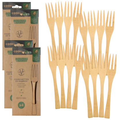 Bamboe vorken 16 stuks 15 cm groen