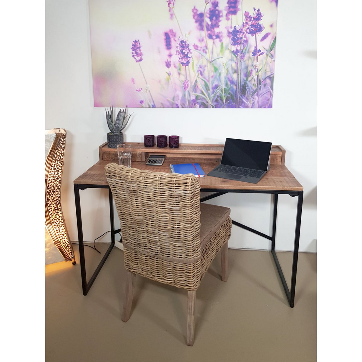 Bureau 120x77/88x55 cm mangohout zwart