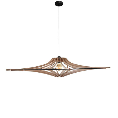 Hanglamp hout D90x20 cm zwart