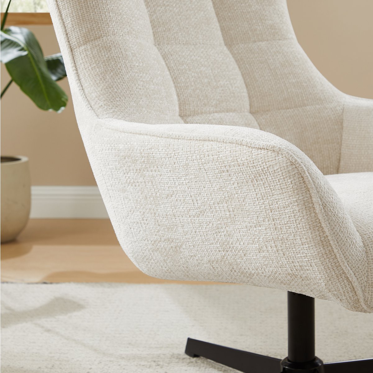 Fauteuil chenille stof draaibaar beige 81x85x103 cm