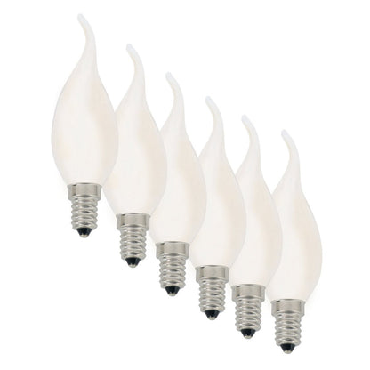 6 Set geleide kaarsen windvlaag met E14 -versie, glas, warm wit, voor eetkamer, woonkamer, gang of kantoor